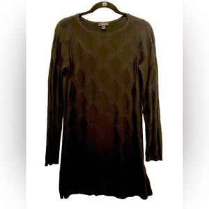 Alfani Women's Front Diamond-Stitch Tunic Black Sweater Women’s Size Medium